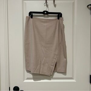 White House Black Market Tan Pencil Skirt Asymmetrical Slit